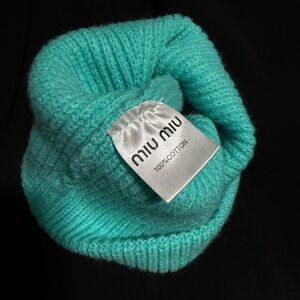 Miu Miu Aqua Blue Knit Hat